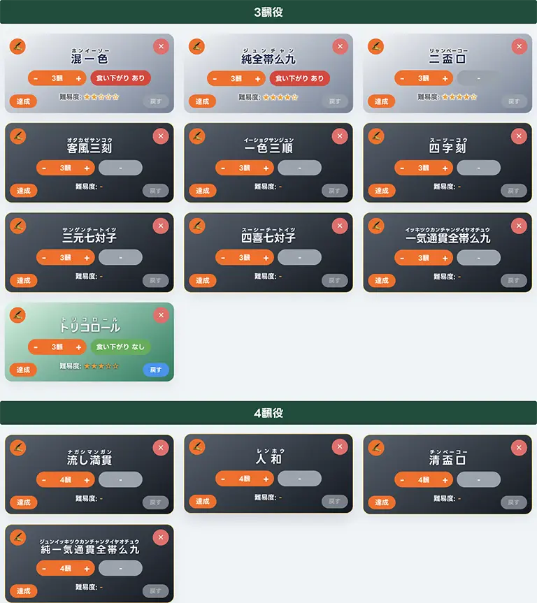 ローカル役を含む麻雀役