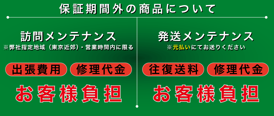 保証期間外の商品について